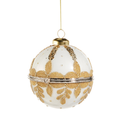 RAZ Imports 4" Beaded Sphere Jewelry Box Glass Christmas Ornaments