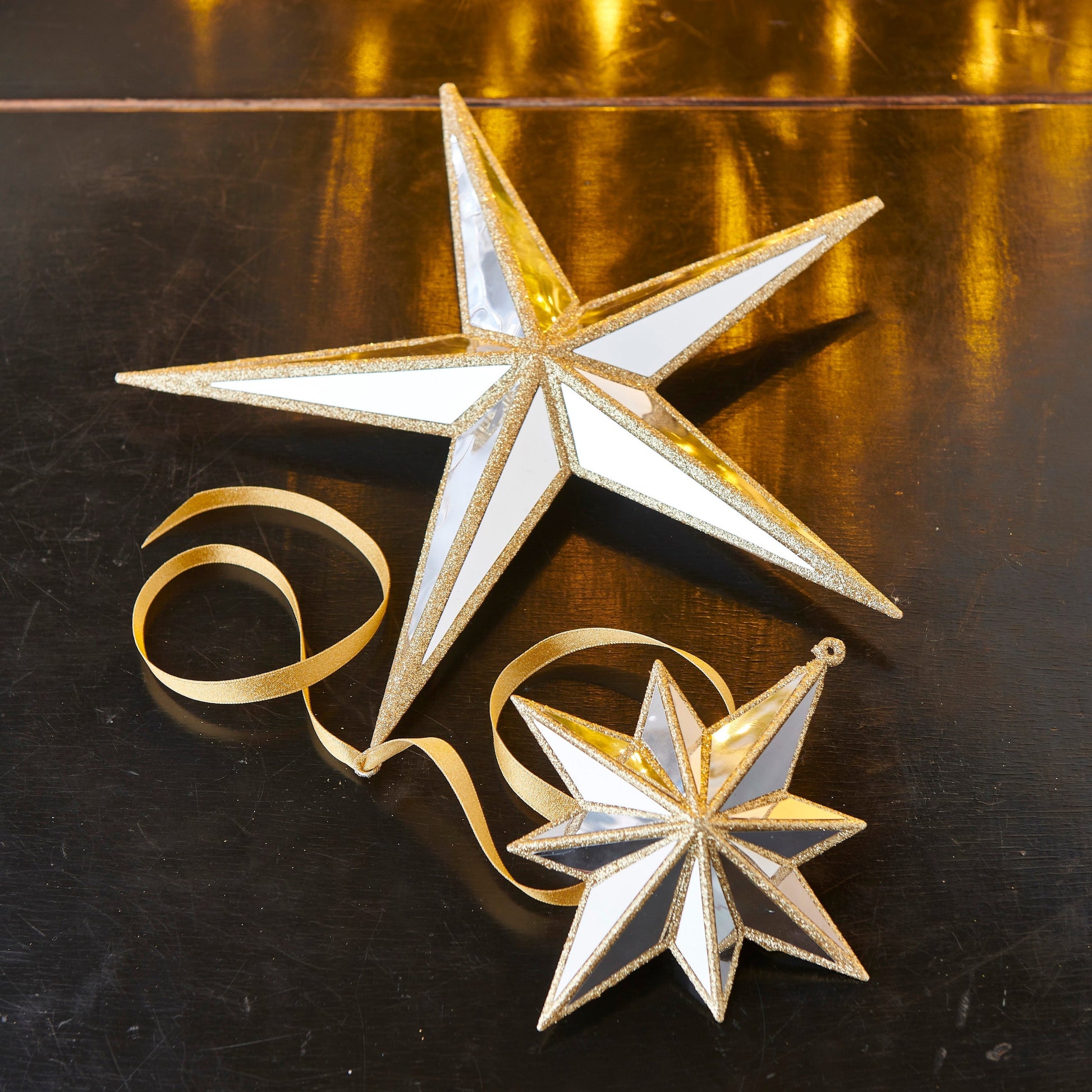RAZ Imports 5.75" Glittered Gold Mirrored North Star Christmas Ornament