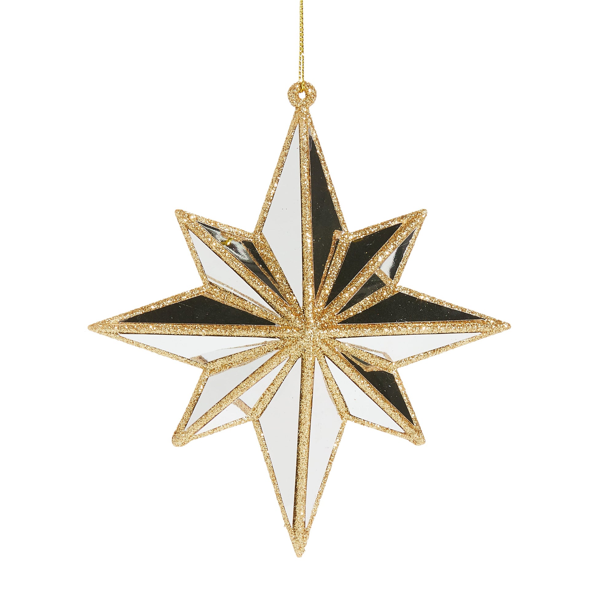RAZ Imports 5.75" Glittered Gold Mirrored North Star Christmas Ornament