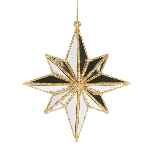 RAZ Imports 5.75" Glittered Gold Mirrored North Star Christmas Ornament