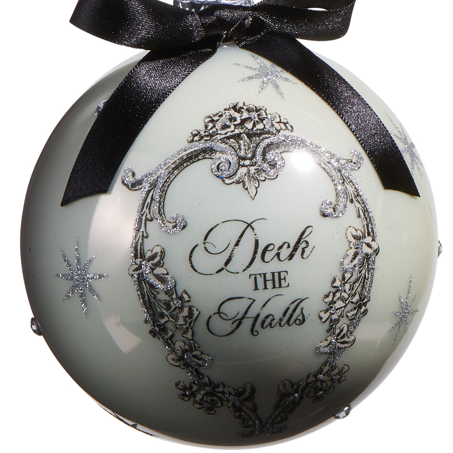 RAZ Imports 5" Deck the Halls with Bows Glass Ball Christmas Ornaments - Set of 2