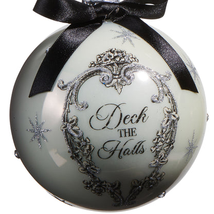 RAZ Imports 5" Deck the Halls with Bows Glass Ball Christmas Ornaments - Set of 2