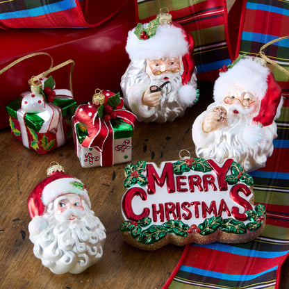 RAZ Imports 5.5" Merry Christmas Sign with Mistletoe Glass Christmas Ornament