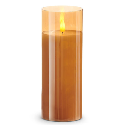 RAZ Imports Gold Ivory Glass LED Pillar Flameless Candles with Timer - Battery Operated