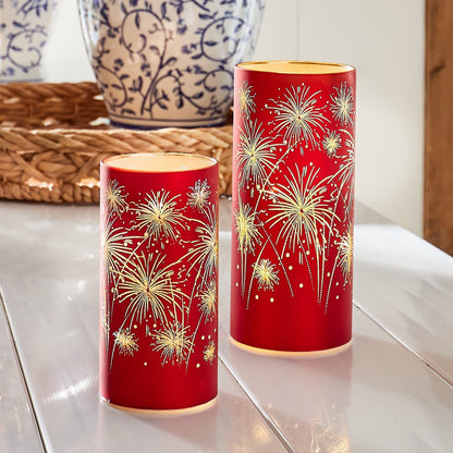 RAZ Imports 8" and 6" Illuminated Patriotic Celebration Firework Hurricanes for Fourth of July - Set of 2