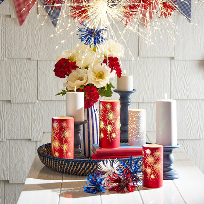RAZ Imports 8" and 6" Illuminated Patriotic Celebration Firework Hurricanes for Fourth of July - Set of 2