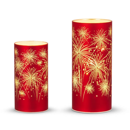 RAZ Imports 8" and 6" Illuminated Patriotic Celebration Firework Hurricanes for Fourth of July - Set of 2