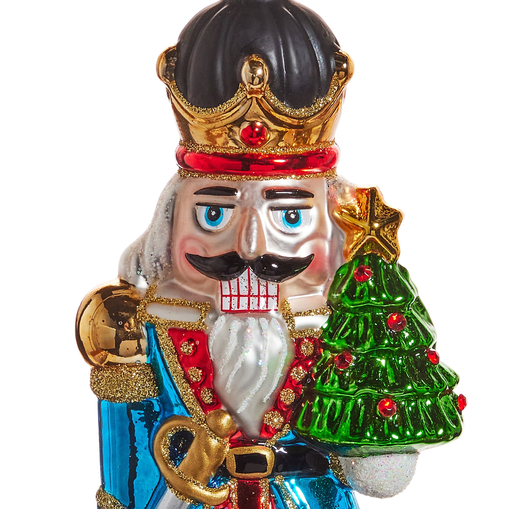 RAZ Imports 8.25" Traditional Nutcracker with Tree Glass Christmas Ornament