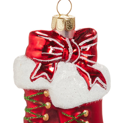 RAZ Imports 4" Red Christmas Ice Skates with Bow Glass Christmas Ornament