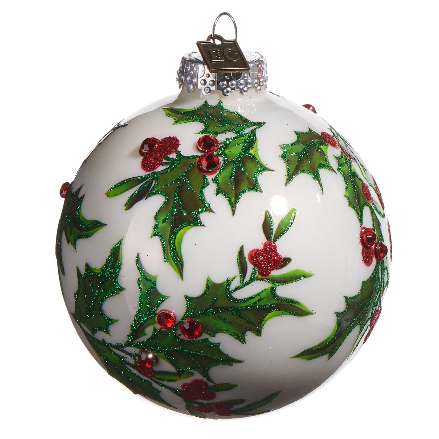 RAZ Imports by Eric Cortina 3.5" Holly Ball Glass Collectible Christmas Ornaments - Set of 2
