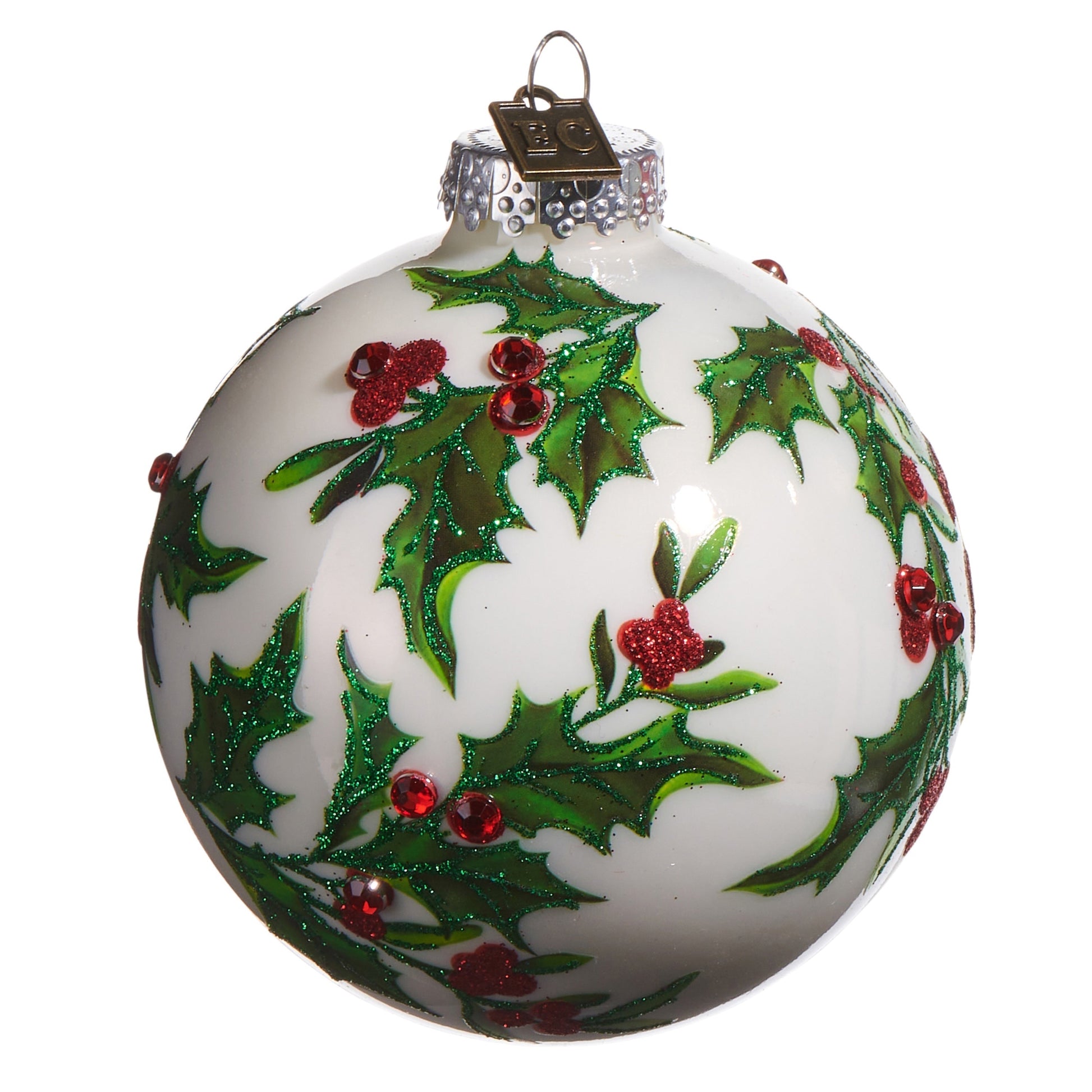 RAZ Imports by Eric Cortina 3.5" Holly Ball Glass Collectible Christmas Ornaments - Set of 2