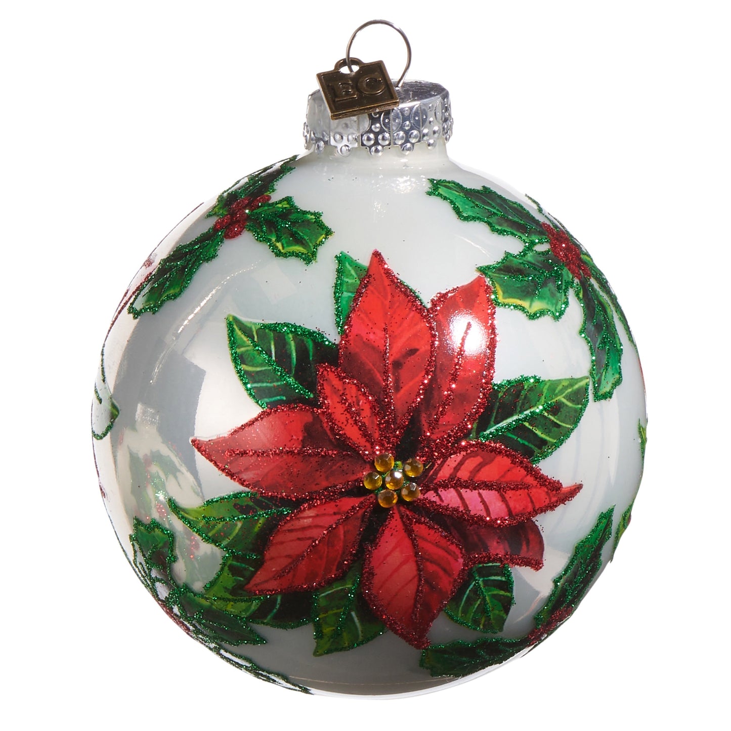 RAZ Imports by Eric Cortina 3.5" Holly Ball Glass Collectible Christmas Ornaments - Set of 2