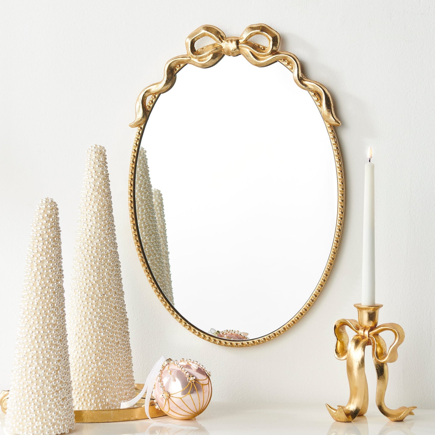 RAZ Imports 9" Bow Candlestick Holders Christmas Decoration - Set of 3