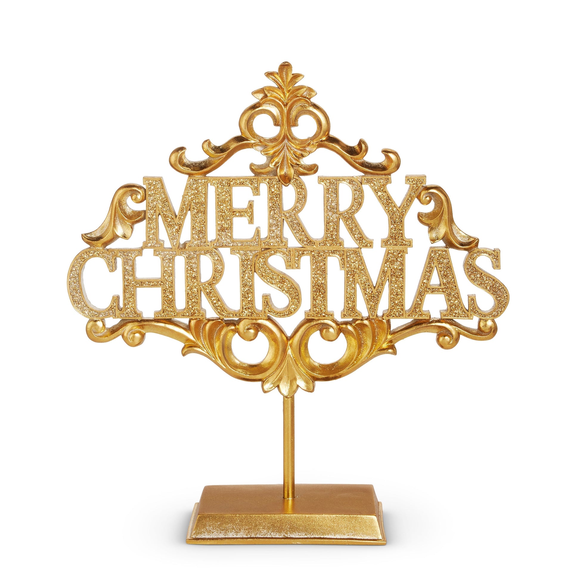 RAZ Imports 16" Glittered Gold Merry Christmas Sign Christmas Decoration