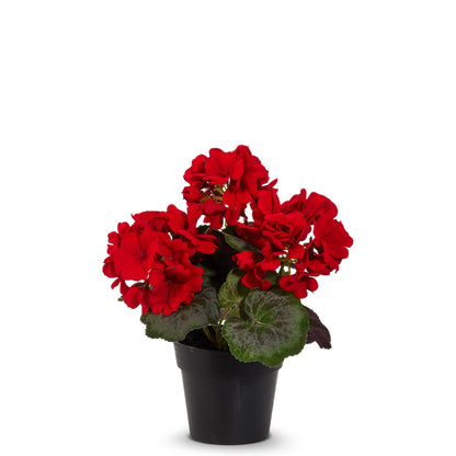 RAZ Imports Red Geranium Potted Flowers