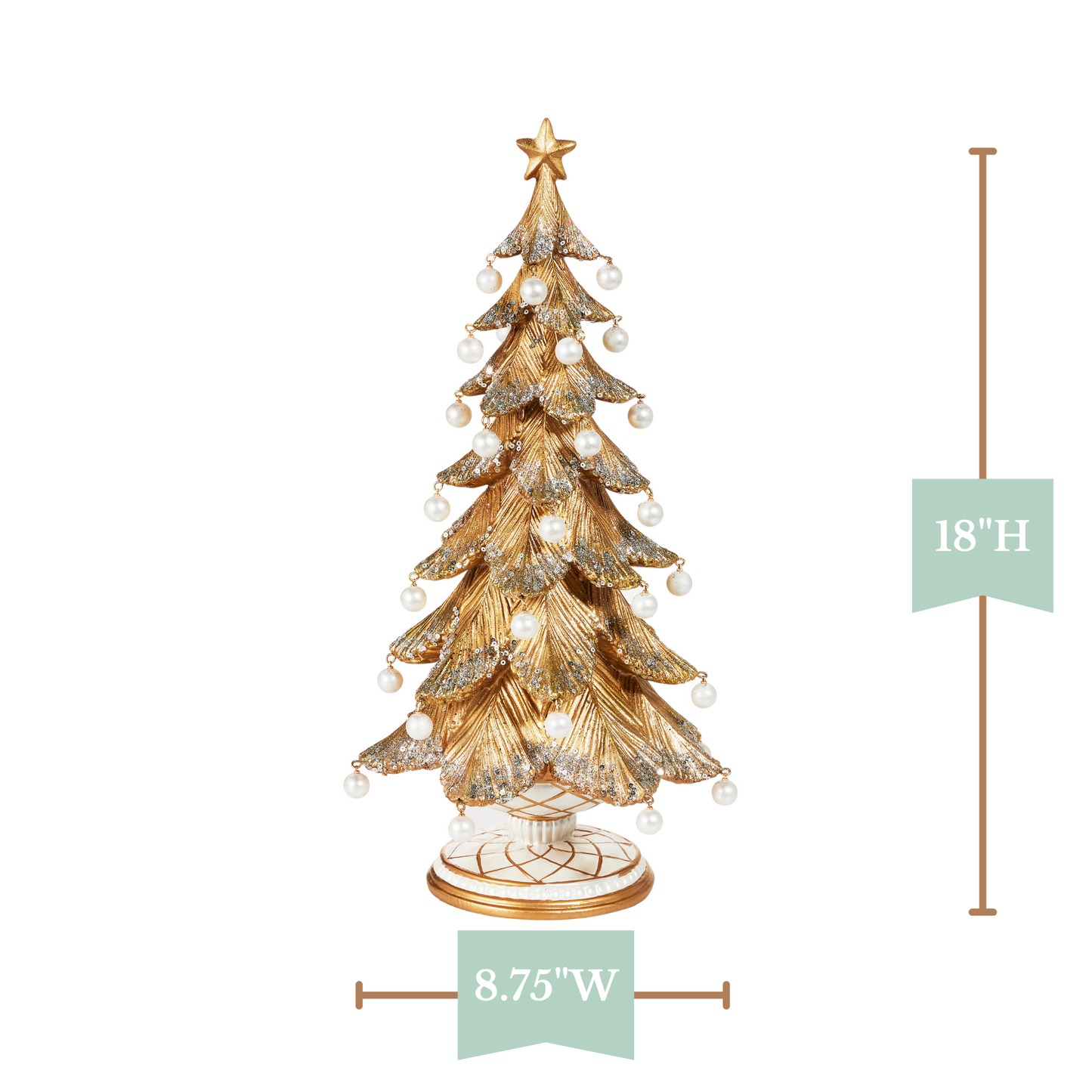 RAZ Imports 18" Glittered Gold Pearl Ornament Christmas Tree Christmas Decoration
