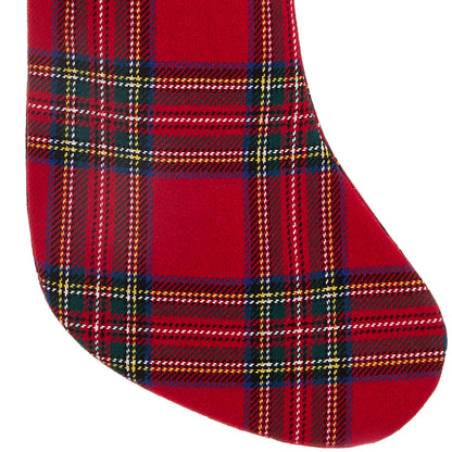 RAZ Imports 20" Homestead Plaid Red Christmas Stocking with Gold Jingle Bells
