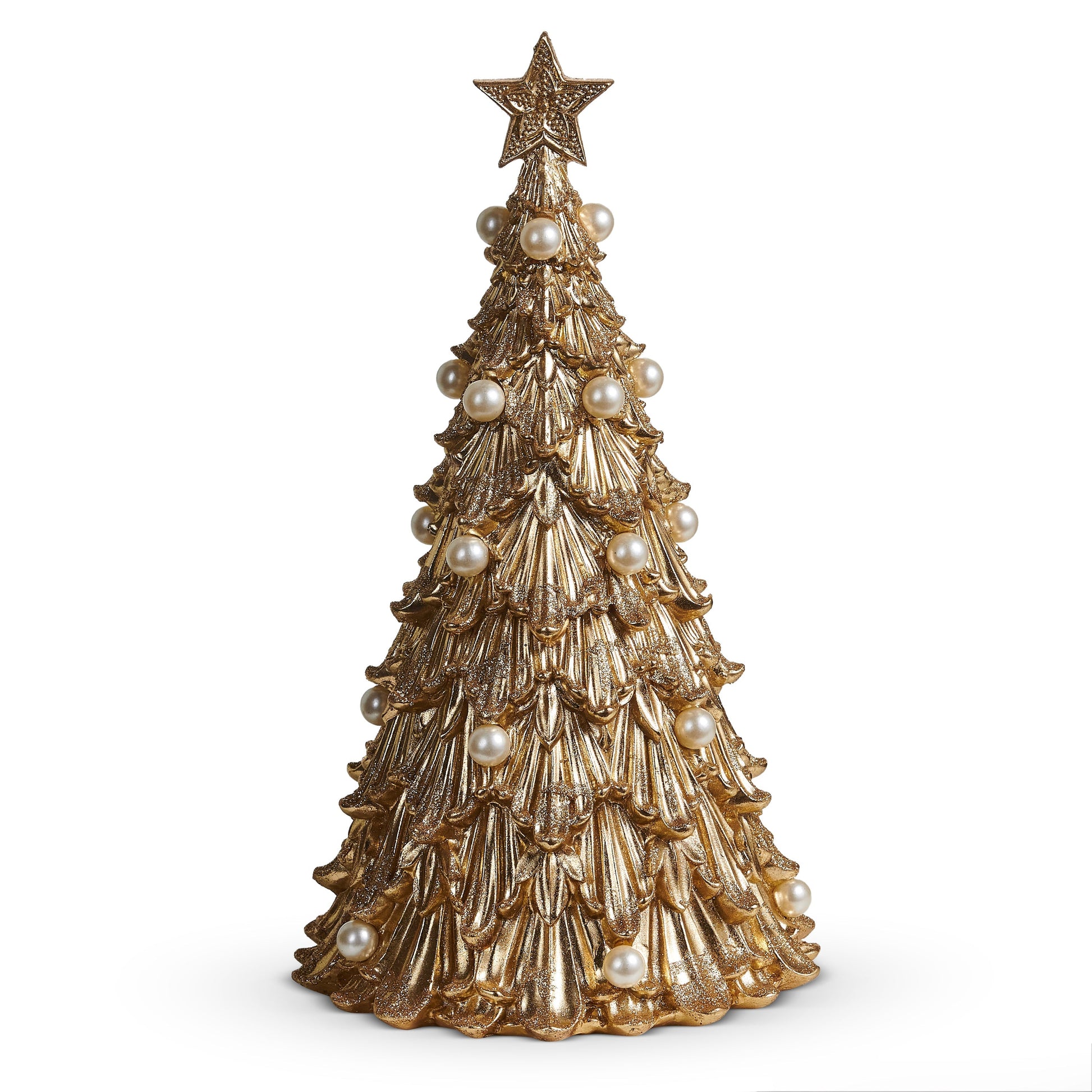 RAZ Imports 14" Gold Acanthus Christmas Tree with Pearls Christmas Decoration