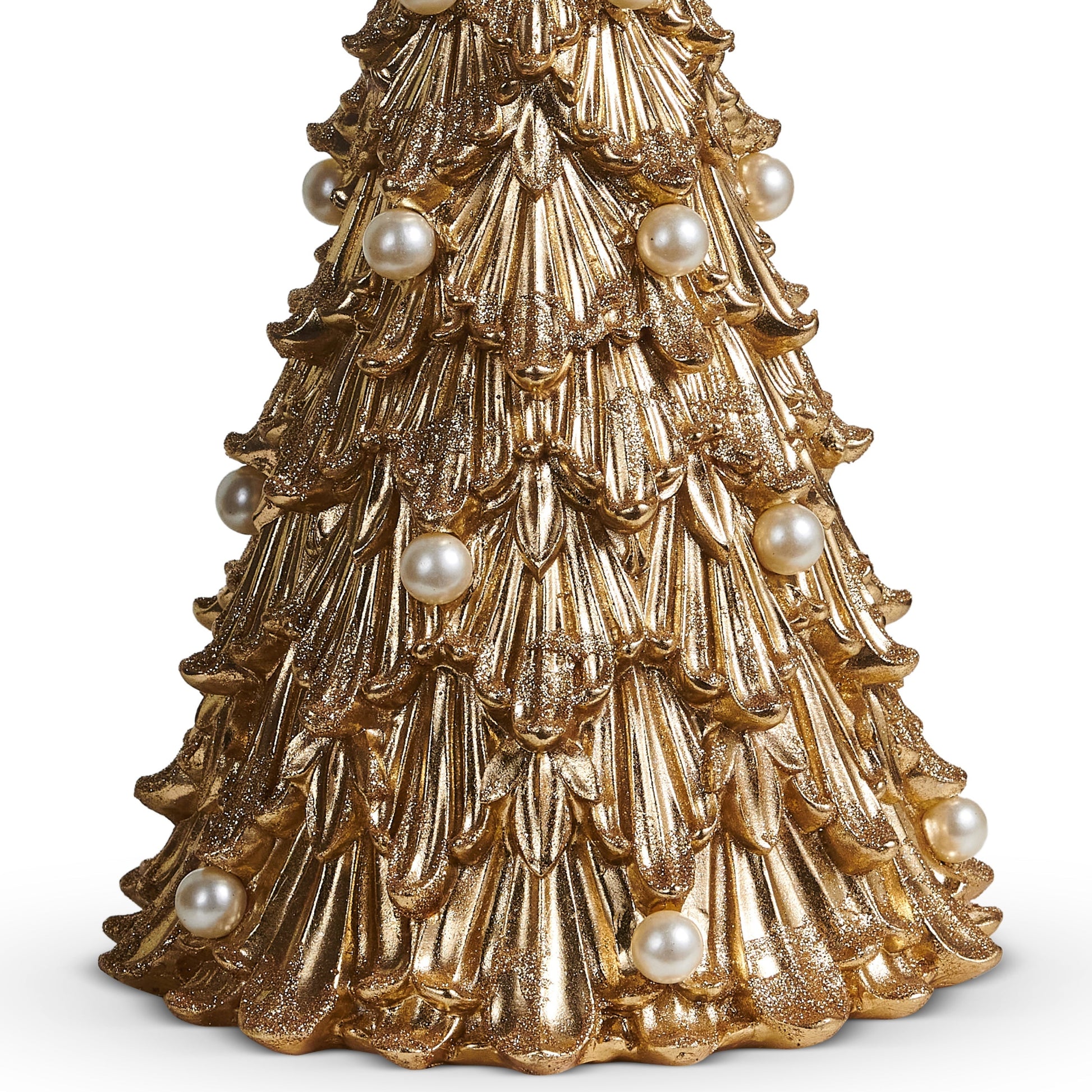 RAZ Imports 14" Gold Acanthus Christmas Tree with Pearls Christmas Decoration