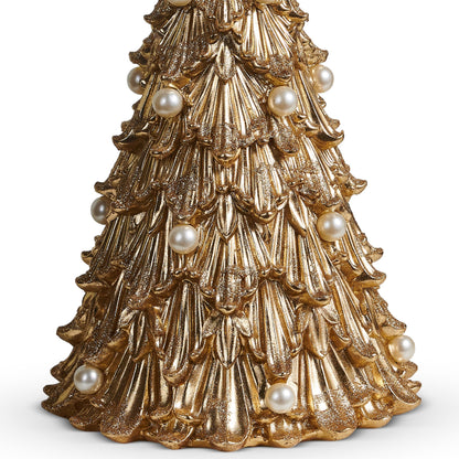 RAZ Imports 14" Gold Acanthus Christmas Tree with Pearls Christmas Decoration
