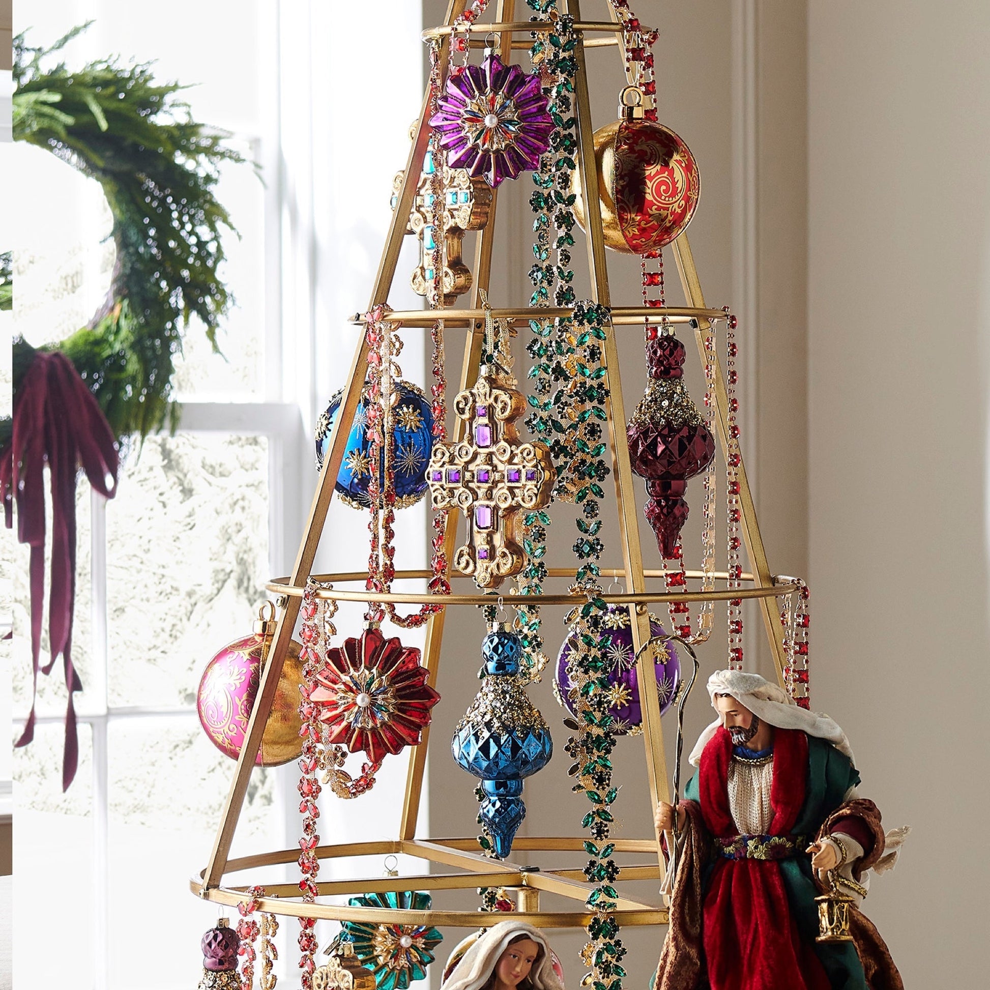 RAZ Imports 4" Jewel Tone Jeweled Medallion Glass Christmas Ornaments - Set of 3