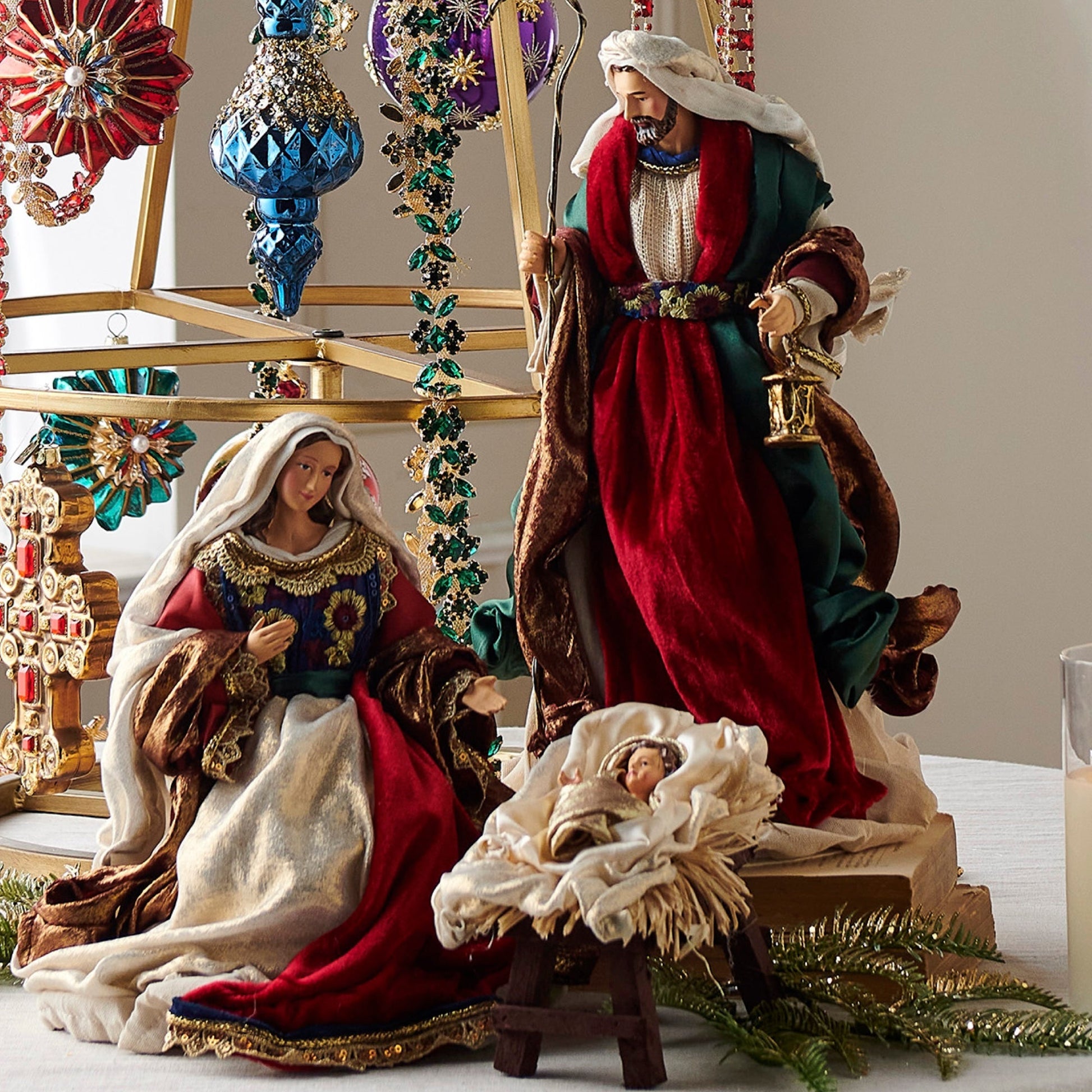 RAZ Imports 14.75" Jewel Tone Holy Family Nativity Set Christmas Decoration