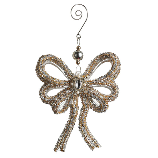 RAZ Imports 5.5" Rhinestone Gold Bow Christmas Ornament