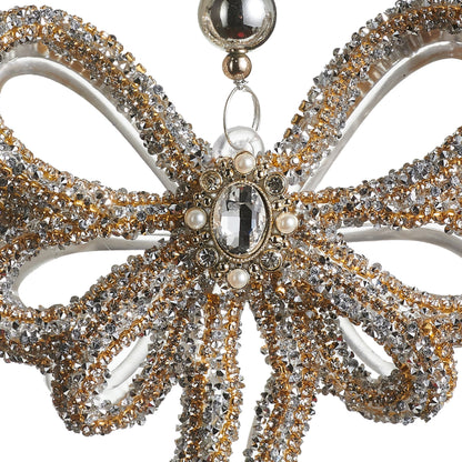 RAZ Imports 5.5" Rhinestone Gold Bow Christmas Ornament