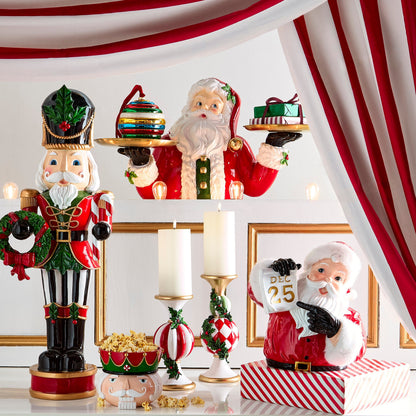 RAZ Imports 43.5" Traditional Nutcracker Statue with Wreath and Candy Cane Christmas Decoration