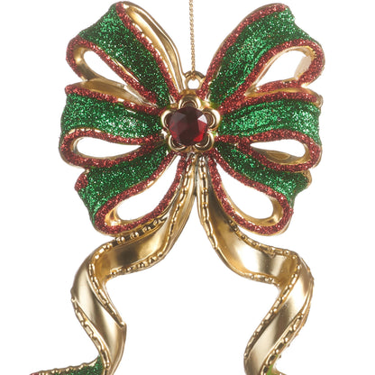 RAZ Imports 5.5" Glittered Traditional Christmas Bows Christmas Ornaments - Set of 2