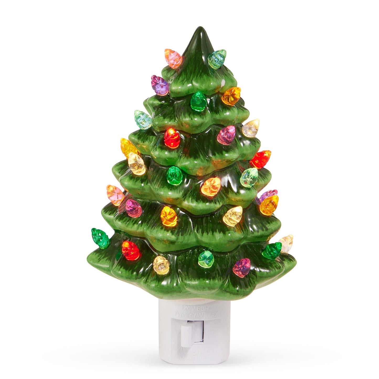 RAZ Imports 5.75" Vintage Christmas Tree Green Ceramic Christmas Night Light