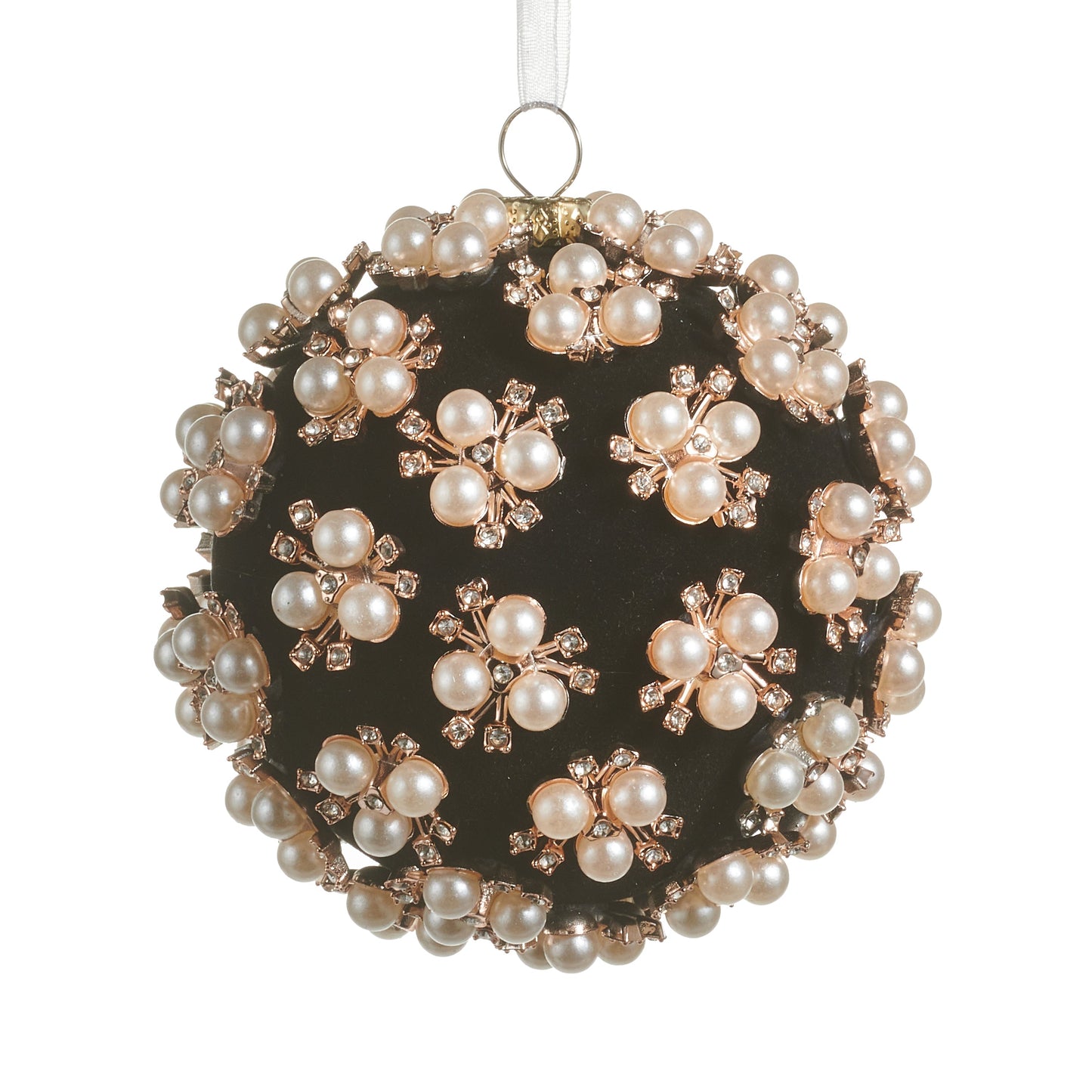 RAZ Imports 4" Black Pearl Jewel Clustered Ball Christmas Ornaments - Set of 8