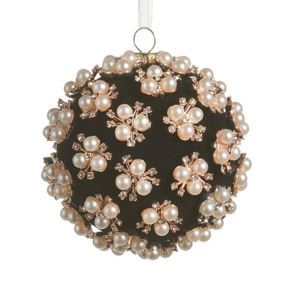 RAZ Imports 4" Black Pearl Jewel Clustered Ball Christmas Ornaments - Set of 8