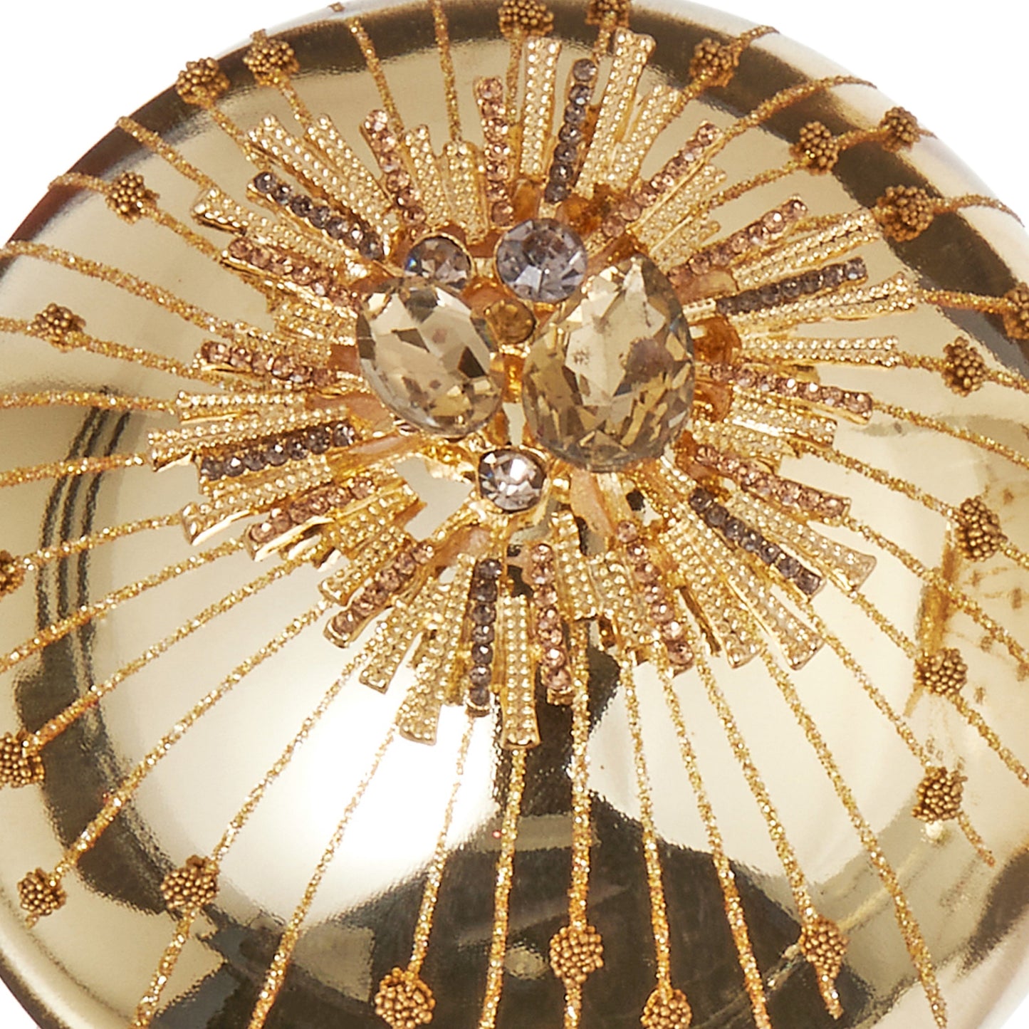 RAZ Imports 4.5" White and Gold Jewel Starburst Glass Christmas Ornaments - Set of 2