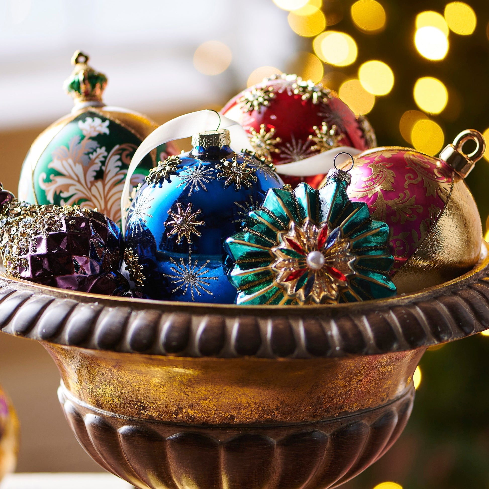 RAZ Imports 6.5" Jewel Tone Crusted Glass Finial Christmas Ornaments - Set of 3