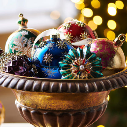 RAZ Imports 6.5" Jewel Tone Crusted Glass Finial Christmas Ornaments - Set of 3