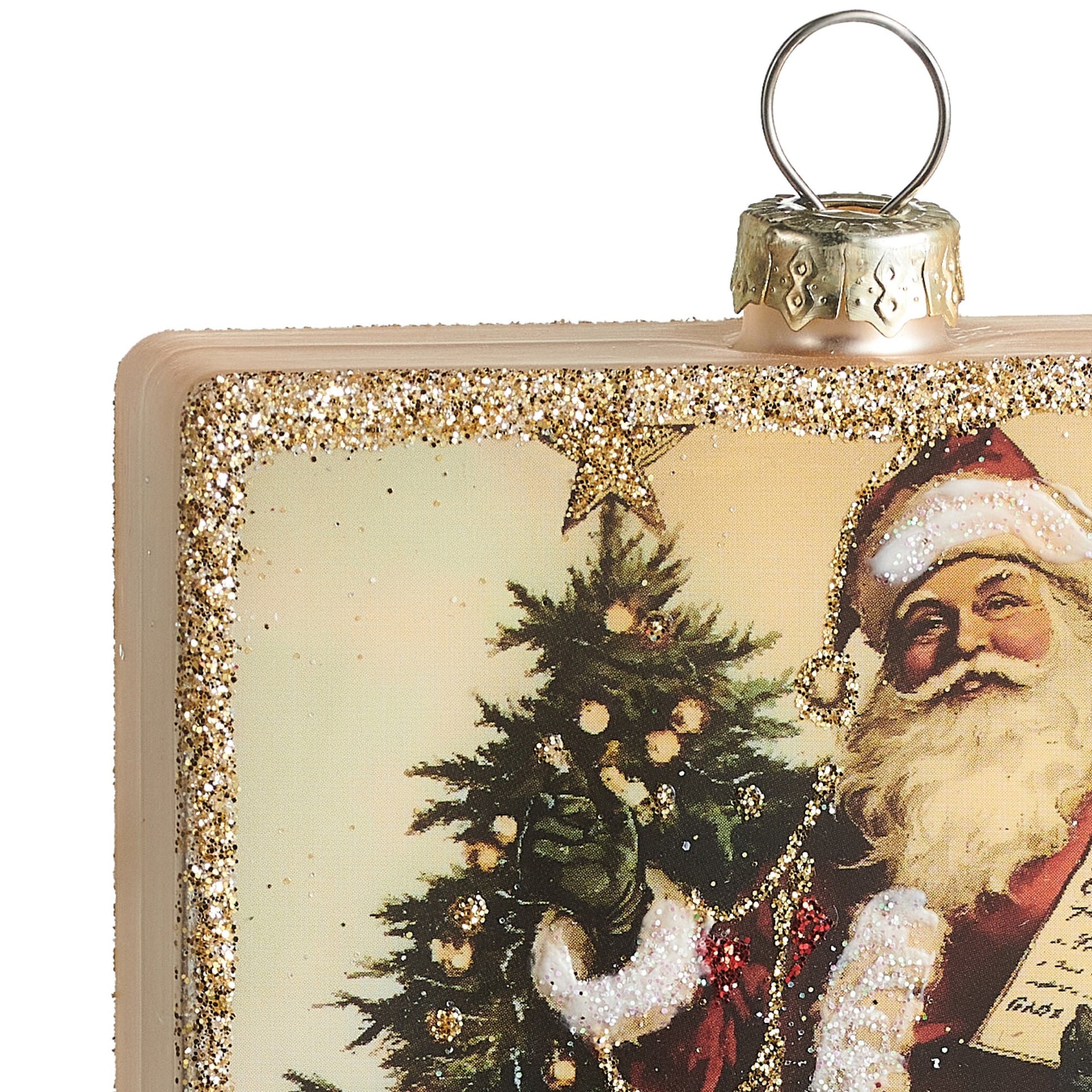 RAZ Imports 4.5" Santa Checking It Twice Portrait Glass Christmas Ornament