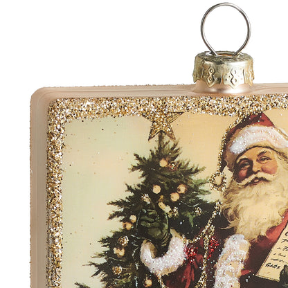 RAZ Imports 4.5" Santa Checking It Twice Portrait Glass Christmas Ornament