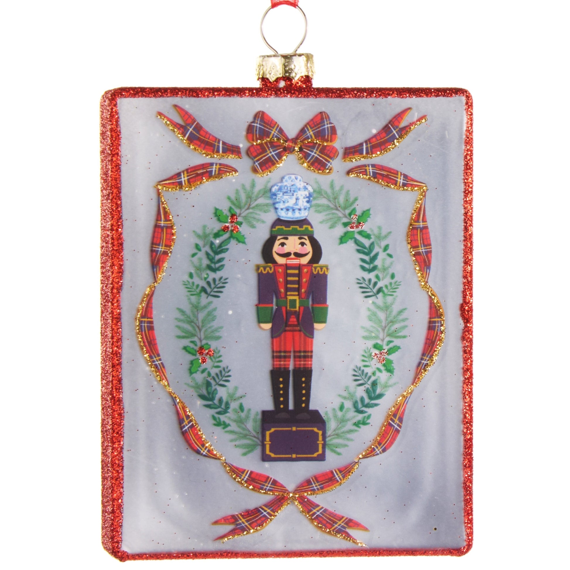RAZ Imports 4.5" Noble Nutcrackers Glittered Red Portrait Glass Christmas Ornament - Set of 2