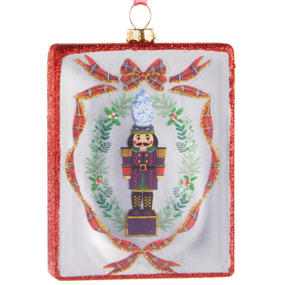 RAZ Imports 4.5" Noble Nutcrackers Glittered Red Portrait Glass Christmas Ornament - Set of 2