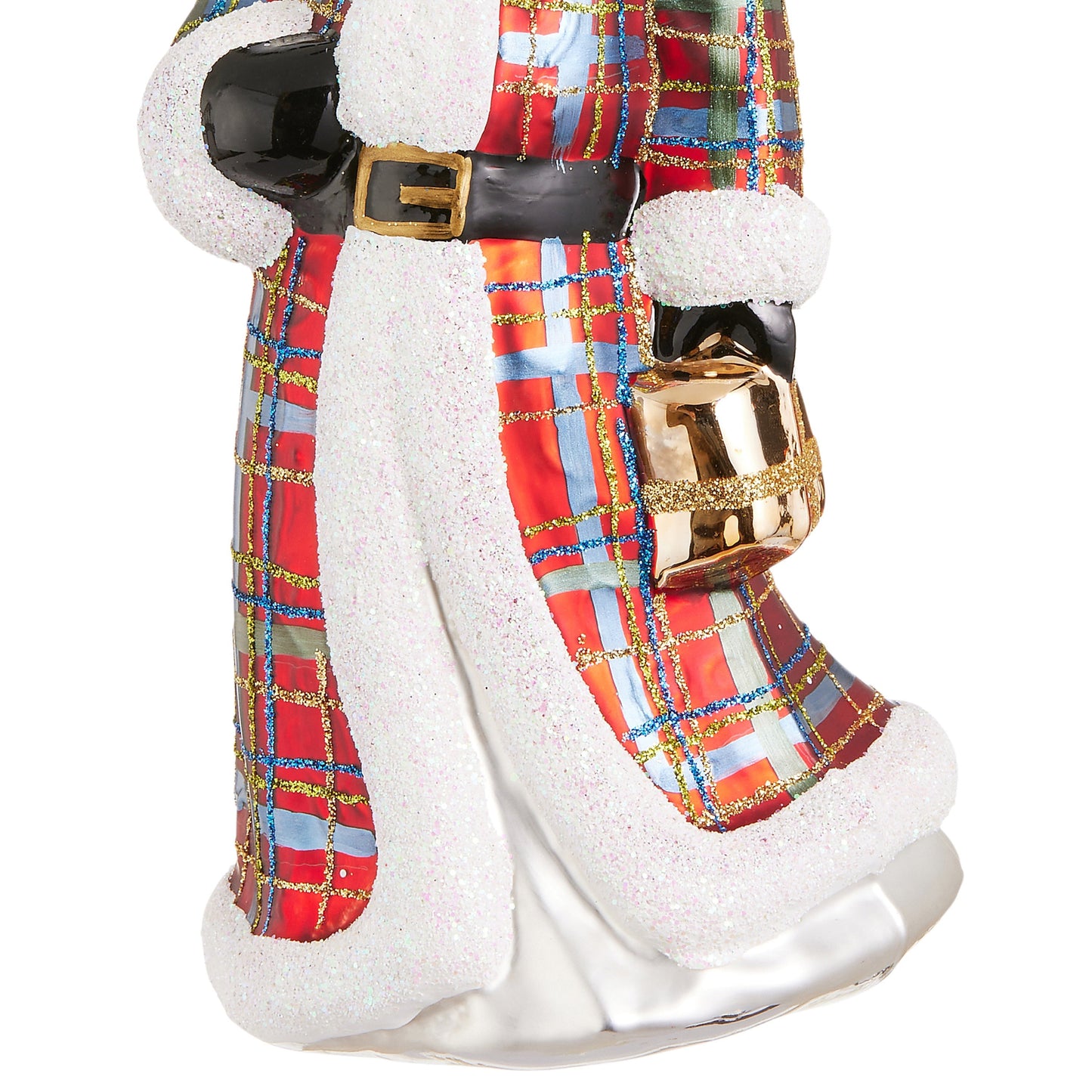 RAZ Imports 7.5" Traditional Red Plaid Santa with Lantern Glass Christmas Ornament