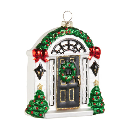 RAZ Imports 4.25" Home For The Holidays Front Door Glass Christmas Ornament
