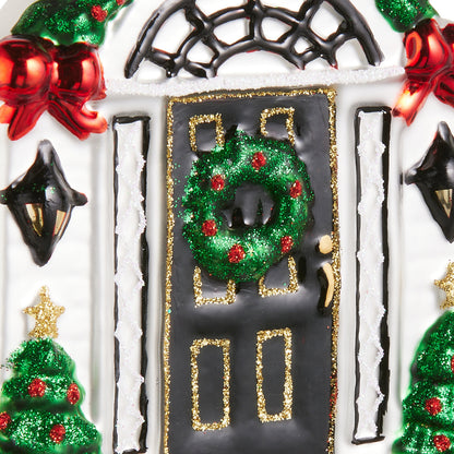 RAZ Imports 4.25" Home For The Holidays Front Door Glass Christmas Ornament