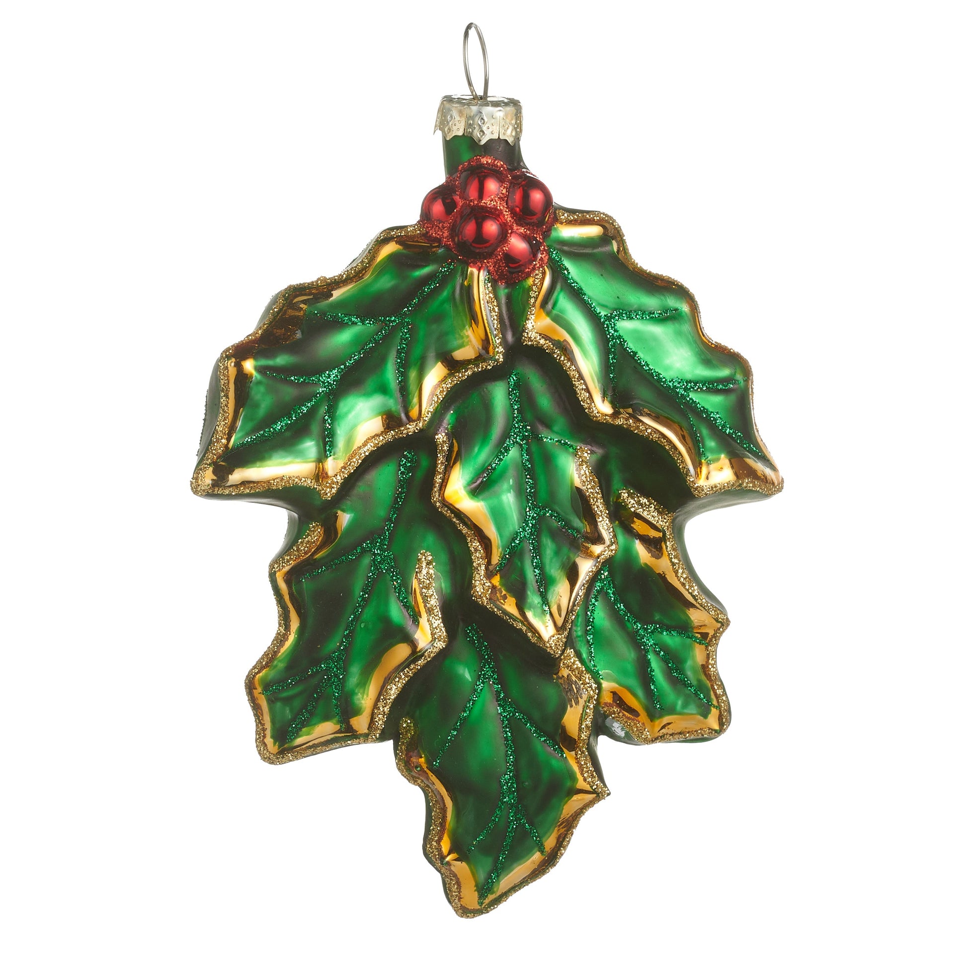 RAZ Imports 4.75" Holly with Berries Glass Christmas Ornament