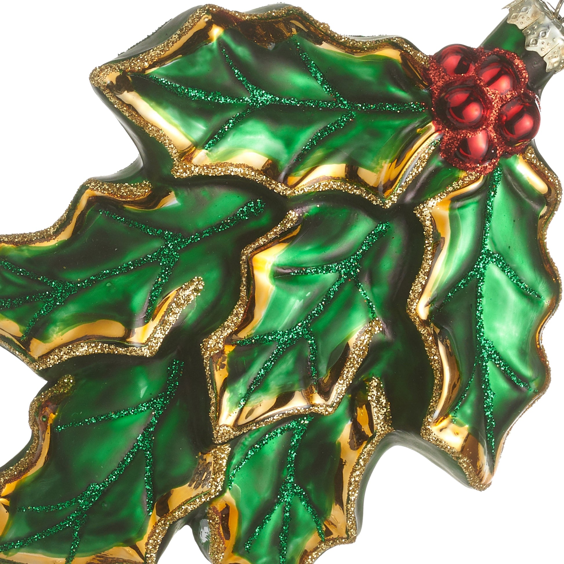 RAZ Imports 4.75" Holly with Berries Glass Christmas Ornament