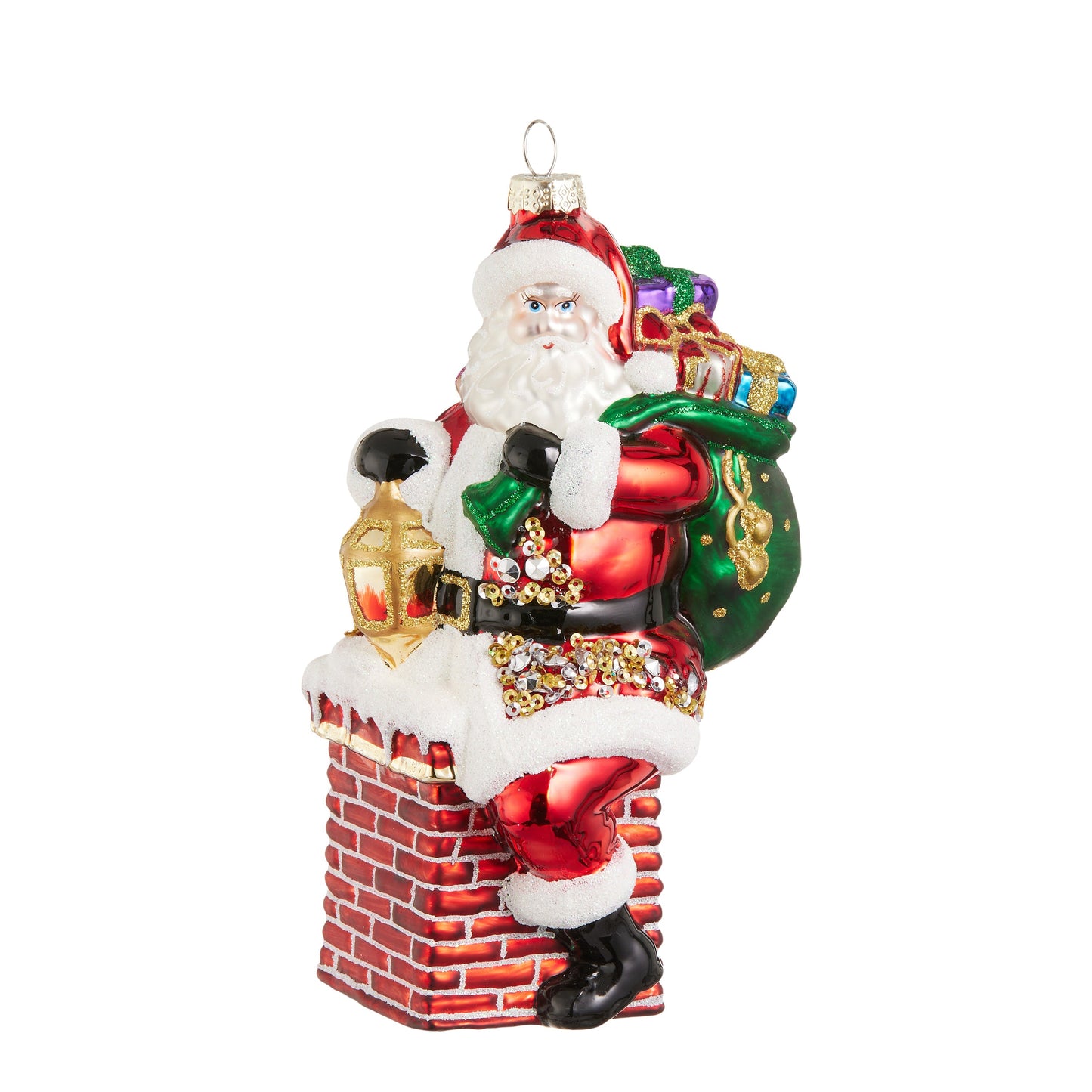 RAZ Imports 6.75" Santa's Christmas Delivery Sequin Glass Christmas Ornament