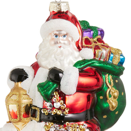 RAZ Imports 6.75" Santa's Christmas Delivery Sequin Glass Christmas Ornament