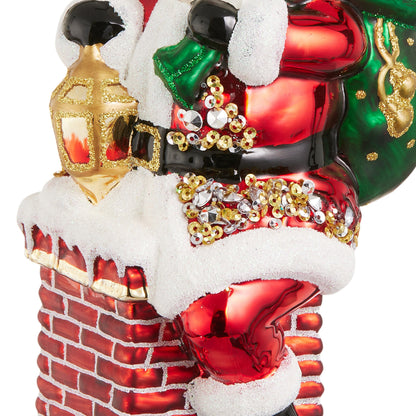 RAZ Imports 6.75" Santa's Christmas Delivery Sequin Glass Christmas Ornament