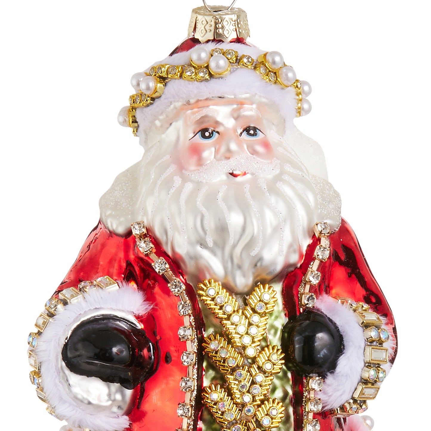 RAZ Imports 8" Classic Santa Jewel Trimmed Glass Christmas Ornament