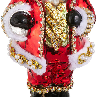 RAZ Imports 8" Classic Santa Jewel Trimmed Glass Christmas Ornament